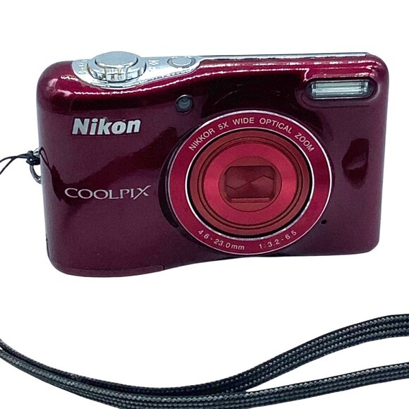 Nikon Coolpix L32 Red Digital Camera 5x Optical Zoom Compact - Picture 1 of 6
